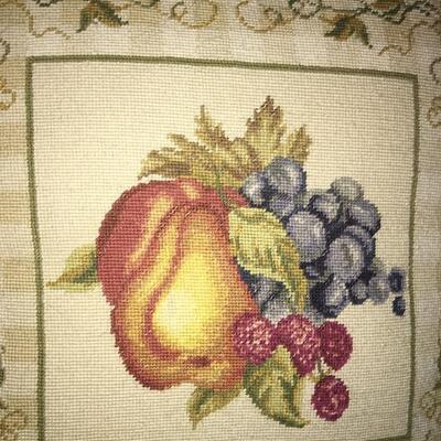 Needlepoint fruit theme pillow cover with insert 15x15"