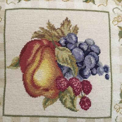 Needlepoint fruit theme pillow cover with insert 15x15"
