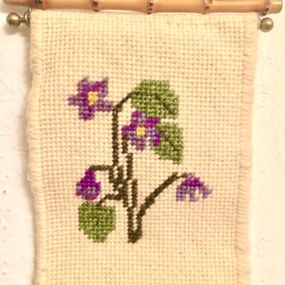 Needlepoint Bell Pull vintage 1975 signed