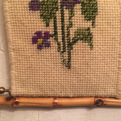 Needlepoint Bell Pull vintage 1975 signed