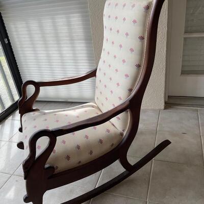 Lot 129. Upholstered Rocking Chair
