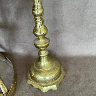 Lot 134. Brass Table and Candlestick
