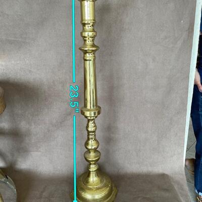 Lot 134. Brass Table and Candlestick