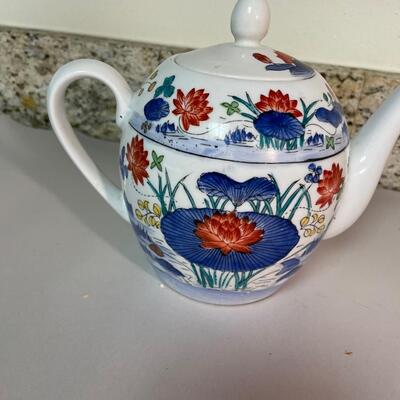 Lot 142. Asian Porcelain Teapot & Rice Bowl