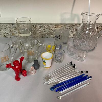 Lot 150. Assorted Barware with Crystal Pitcher