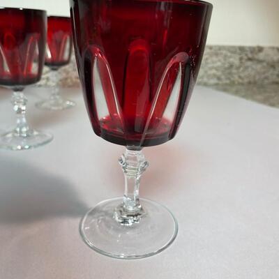 Lot 153. Red Cut-to-clear Glass Goblets