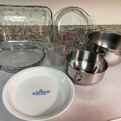 Lot 163. Glass Bakeware and Metal Bowls