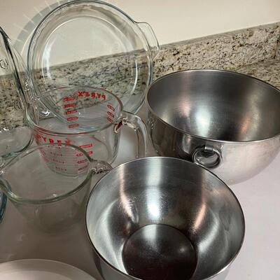 Lot 163. Glass Bakeware and Metal Bowls