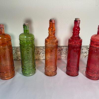 Lot 188. Five Colored Glass Bottles