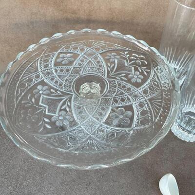 Lot 48  Glass Lot with Cake Stand
