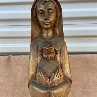Lot 52  Wooden Carved Mother Mary and Baby Jesus