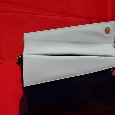 Salvatore Ferragamo Navy and White Handbag