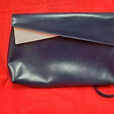 Salvatore Ferragamo Navy and White Handbag