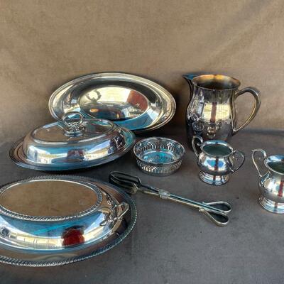 Lot 58  Silver-Plate Serving Pieces (Qty 8)