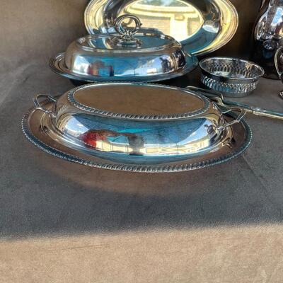 Lot 58  Silver-Plate Serving Pieces (Qty 8)