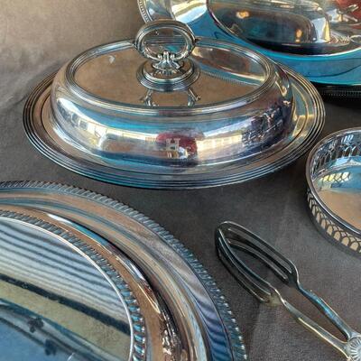 Lot 58  Silver-Plate Serving Pieces (Qty 8)