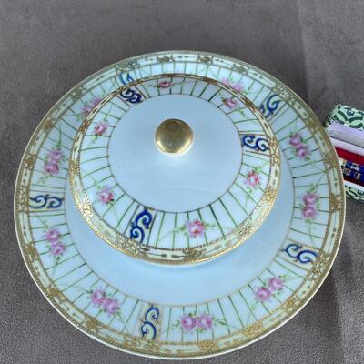 Lot 60  Cloisonne Chopsticks & Porcelain Covered Bowl