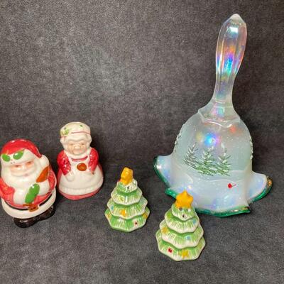 Lot 66  Fenton Bell and Two Christmas Salt & Pepper sets