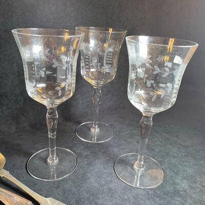 Lot 72  Vintage Engraved Crystal & Silverplate Flatware