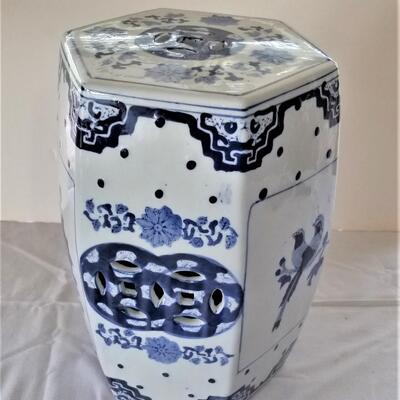 Lot #30  Blue/White Contemporary Asian Style Garden Seat