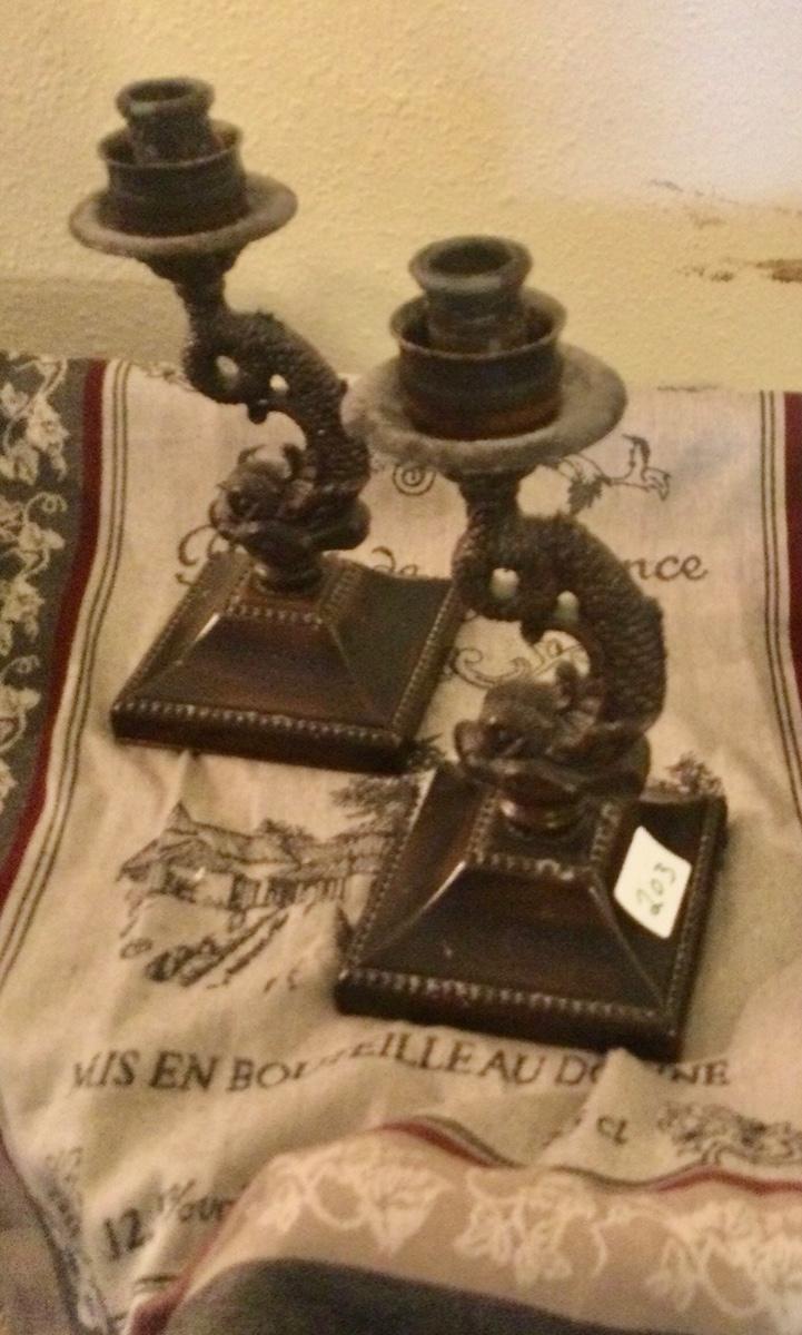 Brass dragon candle holders