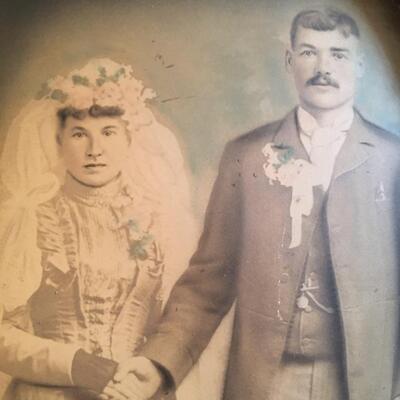 Wall Art Large Antique Photographic Wedding  Portrait