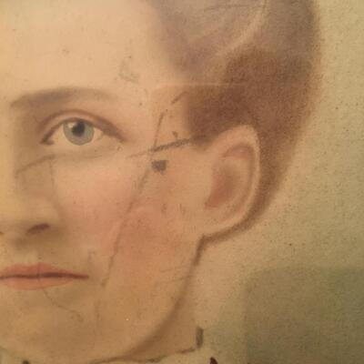 Wall Art Large Antique Photographic Portrait of  Society Lady in. Original Frame