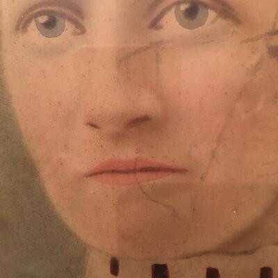 Wall Art Large Antique Photographic Portrait of  Society Lady in. Original Frame