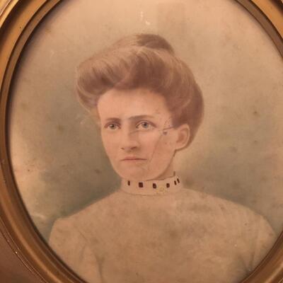 Wall Art Large Antique Photographic Portrait of  Society Lady in. Original Frame