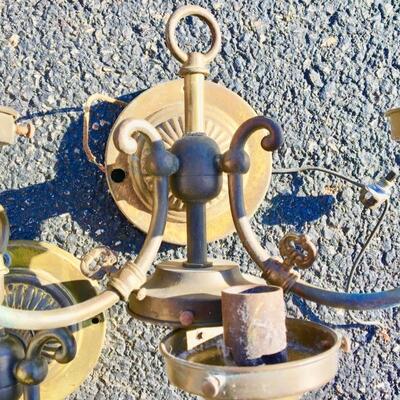 5 Antique Electric Wall Sconces Metal Brass