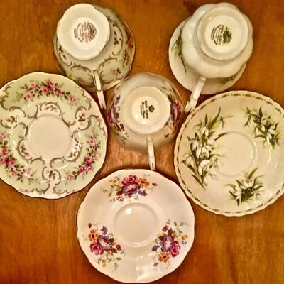 Royal Albert England Porcelain 3 Tea Cups with Saucers Flowers
