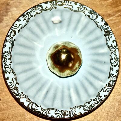 Hall Teapot Blue Gold and 2 Tea Bag Holders