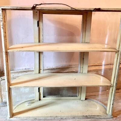 Vintage Wall Hanging Cabinet Curved Glass