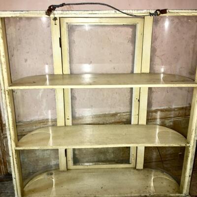 Vintage Wall Hanging Cabinet Curved Glass