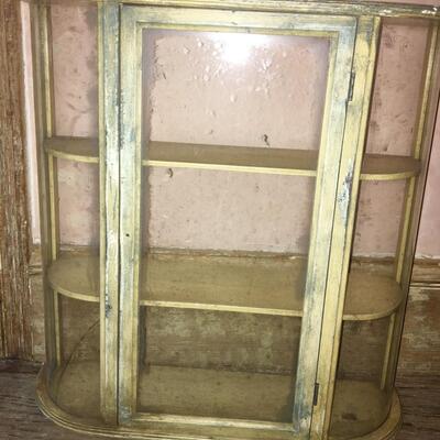 Vintage Wall Hanging Cabinet Curved Glass