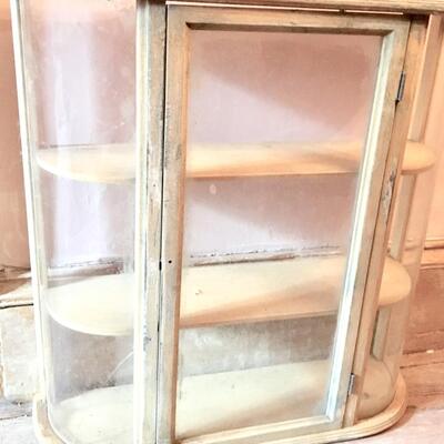 Vintage Wall Hanging Cabinet Curved Glass