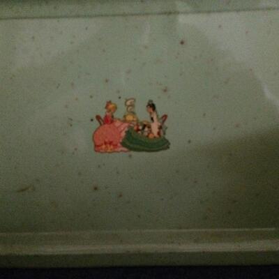 Group of  Vintage Green Metal Trays with Decal Decoration 1-x14"