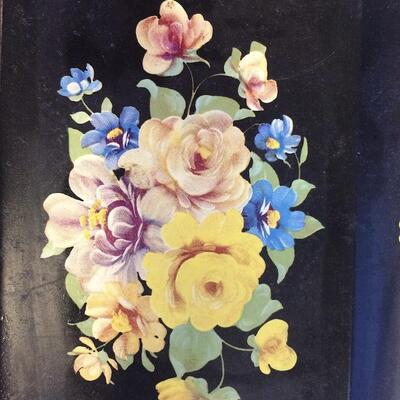 3 Vintage Tole Trays Metal Plastic Floral Painted Serving Snack