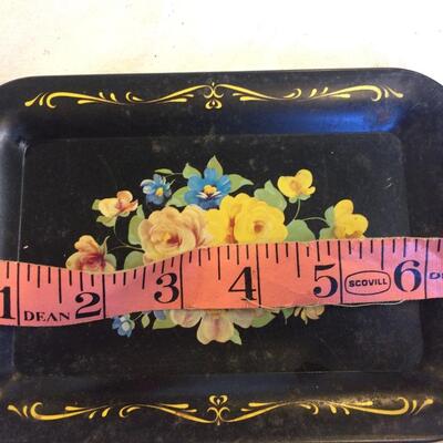 3 Vintage Tole Trays Metal Plastic Floral Painted Serving Snack