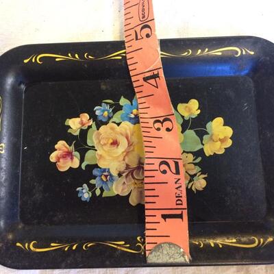 3 Vintage Tole Trays Metal Plastic Floral Painted Serving Snack