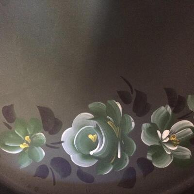 3 Vintage Tole Trays Metal Plastic Floral Painted Serving Snack