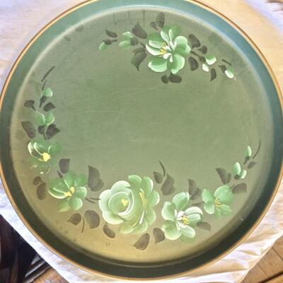 3 Vintage Tole Trays Metal Plastic Floral Painted Serving Snack