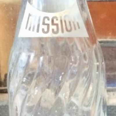 2 Vintage Soda Pop Bottles Mission ~Empty and Sun Crest ~Full