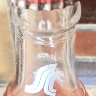 2 Vintage Soda Pop Bottles Mission ~Empty and Sun Crest ~Full