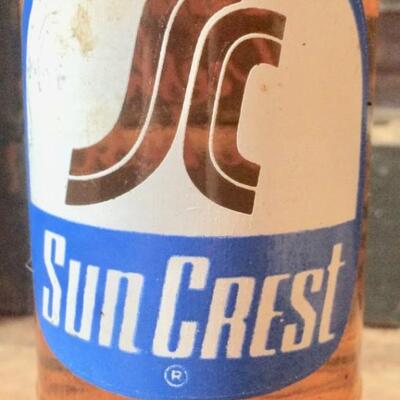 2 Vintage Soda Pop Bottles Mission ~Empty and Sun Crest ~Full