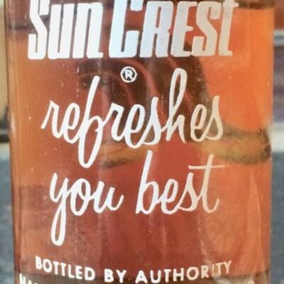 2 Vintage Soda Pop Bottles Mission ~Empty and Sun Crest ~Full