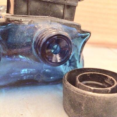 Vintage Avon Blue GlassBottle Antique Car Shape