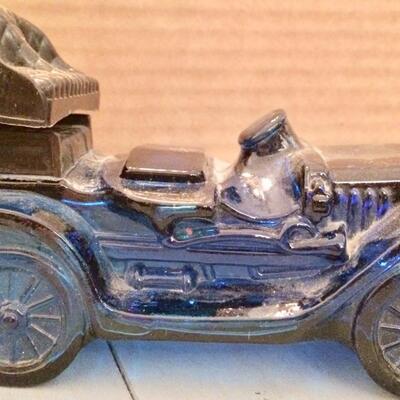 Vintage Avon Blue GlassBottle Antique Car Shape