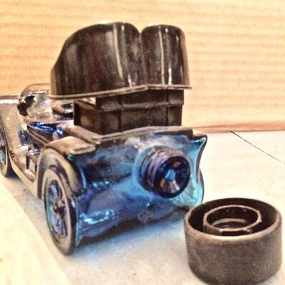 Vintage Avon Blue GlassBottle Antique Car Shape