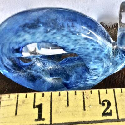 Vintage Murano Blue Glass Snail unmarked, needs cleaning